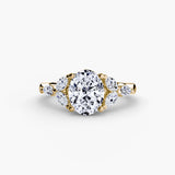 Aurelle shoulder cluster pavé diamond ring mount in yellow gold | SARATTI
