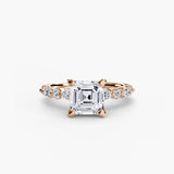 Asscher cut pavé engagement ring setting rose gold | SARATTI