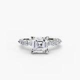 Asscher cut pavé engagement ring setting white gold | SARATTI