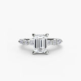 Emerald cut pavé engagement ring setting white gold | SARATTI