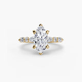 Marquise pavé engagement ring setting yellow gold | SARATTI