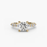 Princess cut pavé engagement ring setting yellow gold | SARATTI
