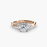 Cushion cut four stone shoulder engagement ring setting rose gold | SARATTI