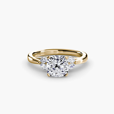 AURELIA – Cushion Cut Four-Stone Shoulder Ring Setting – Yellow metal view | SARATTI