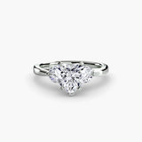 Heart cut four stone shoulder engagement ring setting white gold | SARATTI