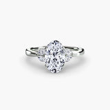 Oval four stone shoulder engagement ring setting white gold | SARATTI