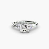 Princess cut four stone shoulder engagement ring setting white gold | SARATTI