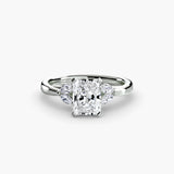 Radiant cut four stone shoulder engagement ring setting white gold | SARATTI