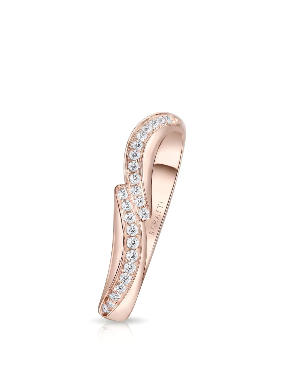 Wavy Diamond Half Eternity Wedding Band — 18K Rose Gold — View 1
