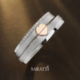 Matching Pair Diamond Matching Wedding Set in 18K White and Rose Gold Ring | Saratti Jewelry