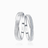 White Gold Classic Diamond Half Eternity Band Pair | Saratti