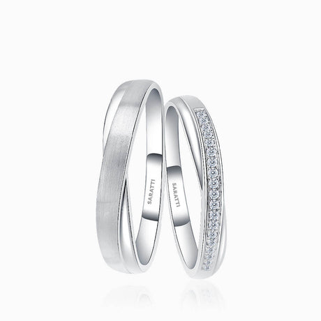 White Gold Classic Diamond Half Eternity Band Pair | Saratti