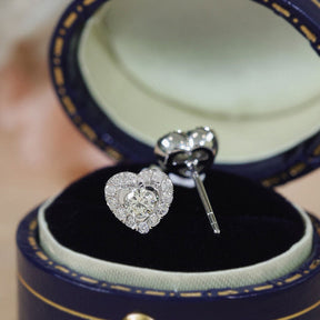 White Gold Tiny Diamond Stud Earrings in Ring Box  | Saratti | Custom High and Fine Jewelry