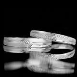 White Gold Lightning Motif Channel Set Diamond Band Wedding Set | Saratti