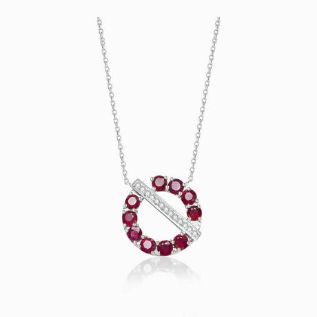 White Gold Necklace with Natural Ruby and Diamonds | Saratti Jewelry