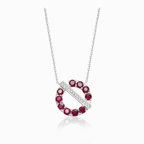 White Gold Necklace with Natural Ruby and Diamonds | Saratti Jewelry