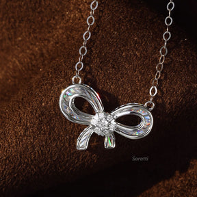 Close Up of the Diamond Halo in the Ribbon Inspired Diamond Drop Necklace | Saratti