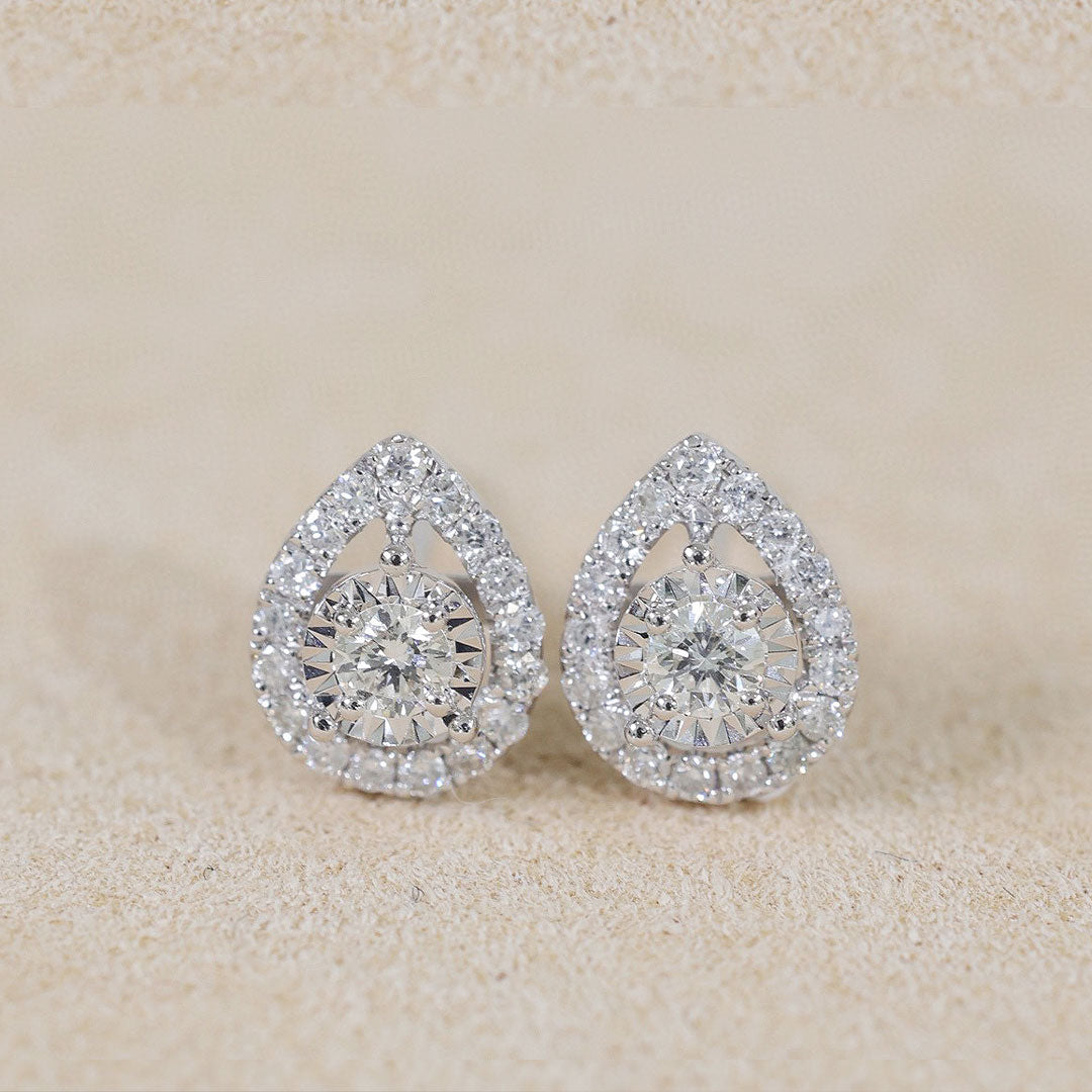 Classic Minimalist Art Nouveau Prong Set Diamond Earrings  | Saratti | Custom High and Fine Jewelry 
