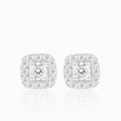 White Gold Square Shaped Tiny Diamond Stud Earrings  | Saratti | Custom High and Fine Jewelry