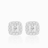 White Gold Square Shaped Tiny Diamond Stud Earrings  | Saratti | Custom High and Fine Jewelry