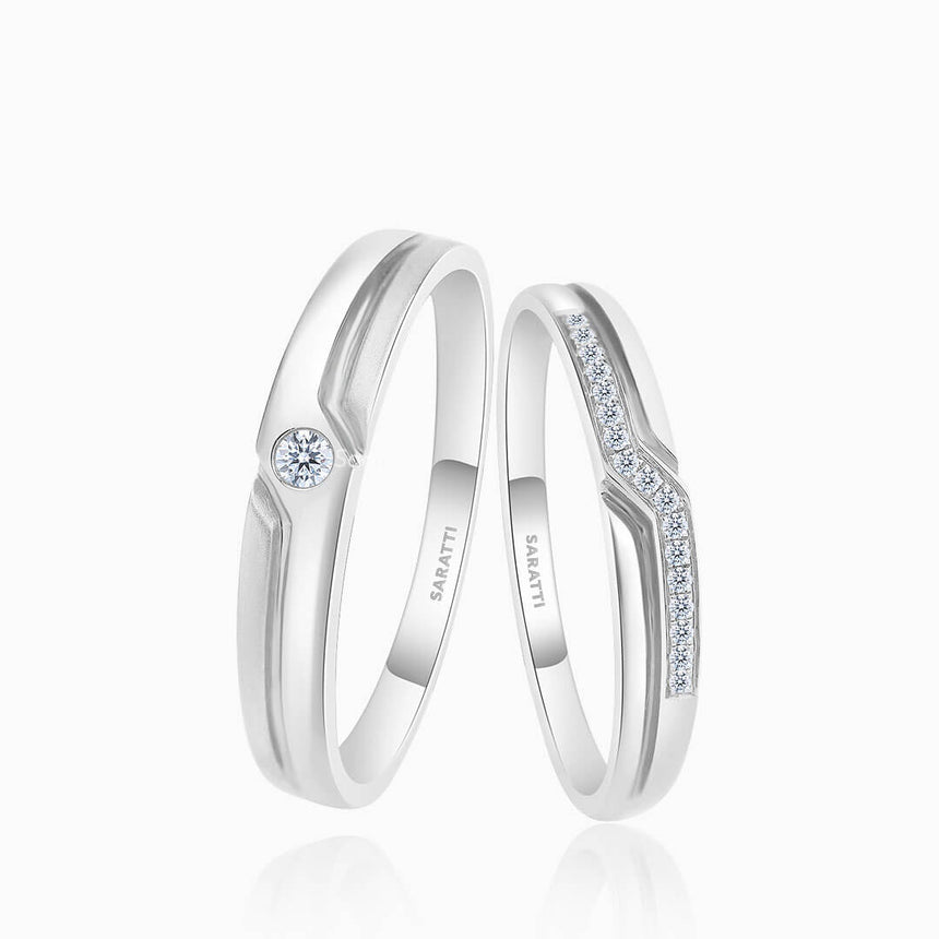 18 K White Gold Channel Set Diamond Band Wedding Set | Saratti