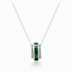 White Gold Roulette Verte Emerald Pendant Necklace | Saratti Fine Jewelry 