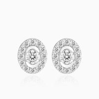 White Gold Oval Diamond Earrings