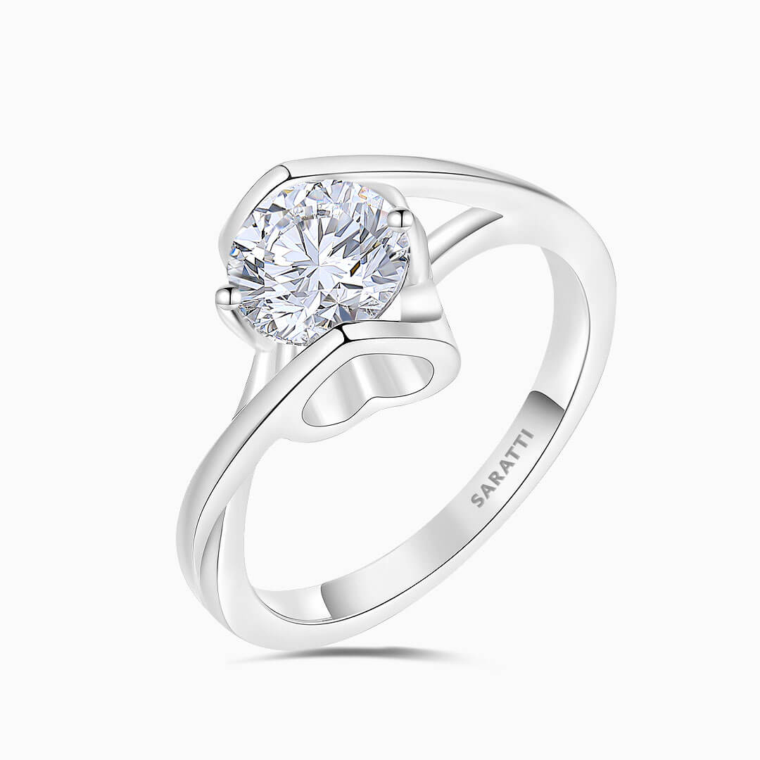 Heart Motif on the White Gold Amour Mobius Dainty Diamond Ring | Saratti Diamonds 