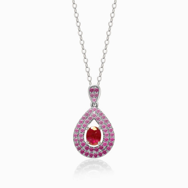 White Gold Mogok Rose Red Ruby Pendant | Saratti Fine Jewelry 