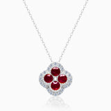 Crimson Quad Ruby and Diamond Pendant