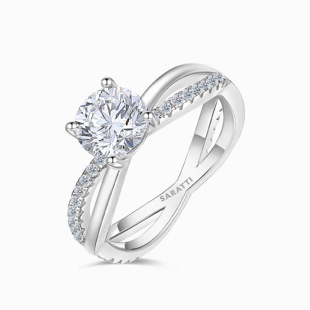 Center Stone Perspective of the Rose Gold Nexus Aeternus Avant-Garde Diamond Engagement Ring | Saratti Diamonds