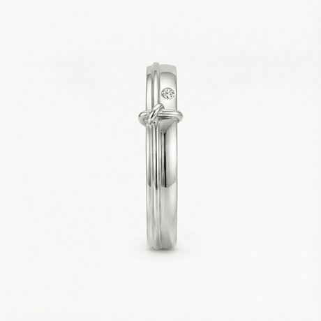 White Gold Men’s Band with 0.03ct Bezel-Set Diamond – SARATTI