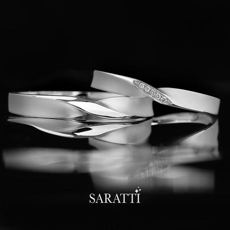 18K White Gold Promise Ring Set | Saratti