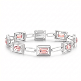 White Gold with pink gemstones on a white background - 3.5ct Morganite Bracelet in Platinum, Emerald Oval and Pear Stones – SARATTI