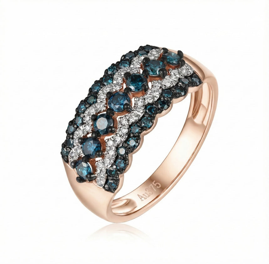 White and blue pavé band modern design in Rose Gold | SARATTI