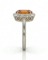 White gold Imperial Topaz setting with orange sapphire and diamond halo - SARATTI