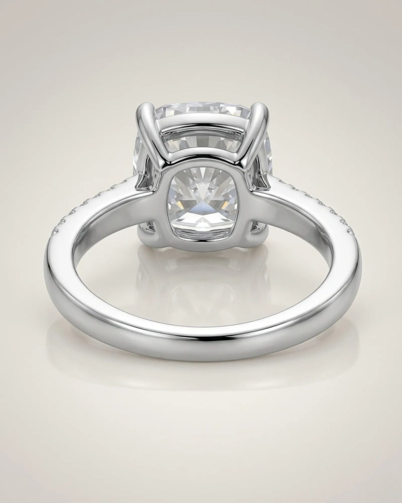 White gold cushion moissanite engagement ring for romantic proposal moments | SARATTI