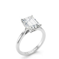 Stella • Emerald Cut Moissanite Ring in White Gold