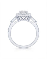 White gold halo moissanite engagement ring for a refined and memorable proposal | SARATTI