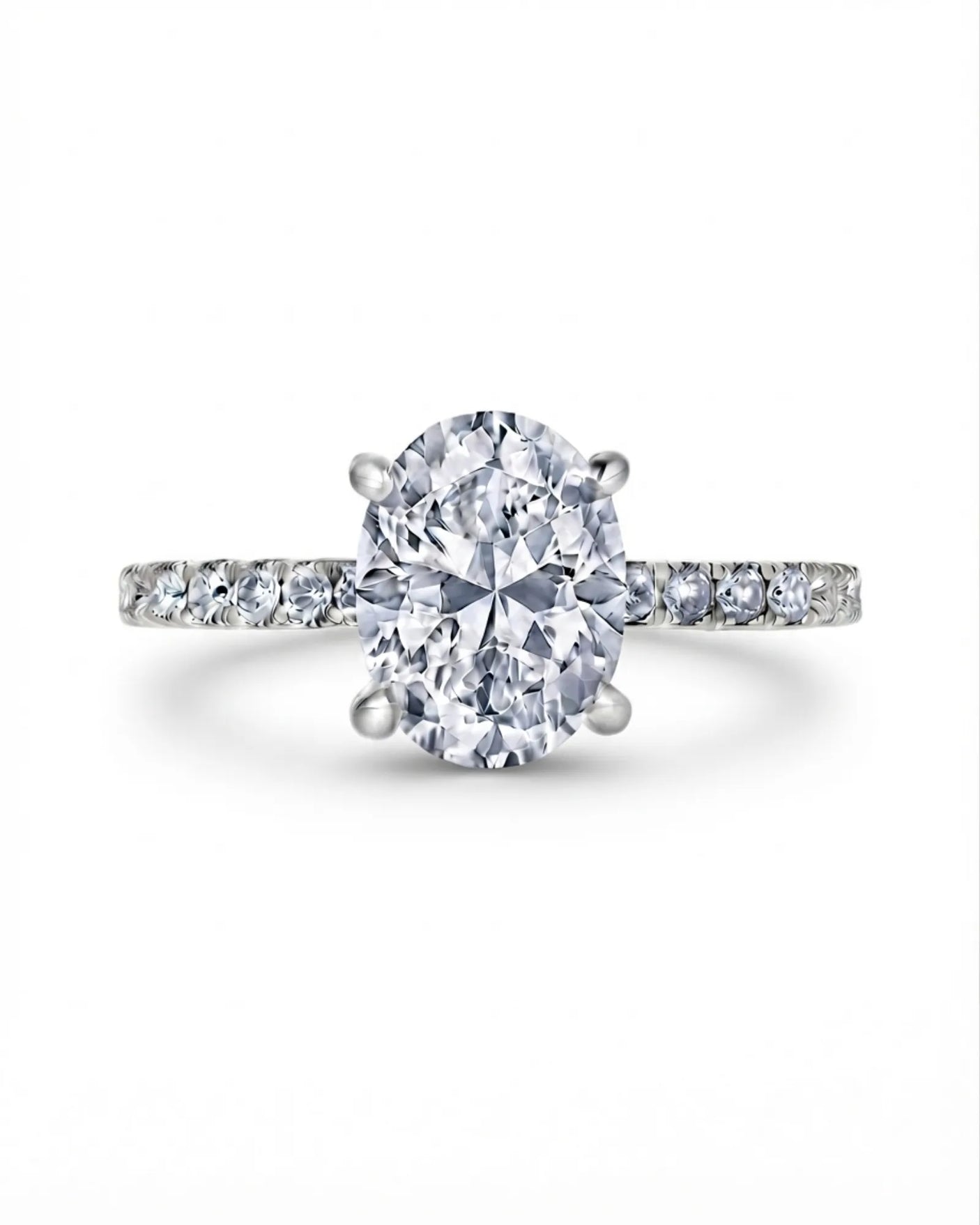 White gold hidden halo moissanite ring created for a graceful modern proposal | SARATTI
