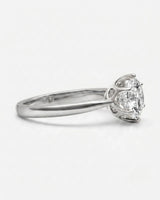 White gold moissanite engagement ring for a timeless classic proposal | SARATTI
