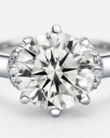 White gold moissanite engagement ring for a timeless proposal with hidden halo detail | SARATTI