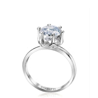 GALINA • Moissanite Ring Round Six Prongs in White Gold