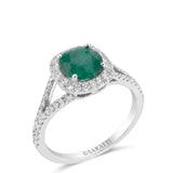 TALIA  | Emerald Split Shank Ring and Diamond Band Set