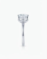 White gold round moissanite engagement ring for a timeless and elegant proposal | SARATTI