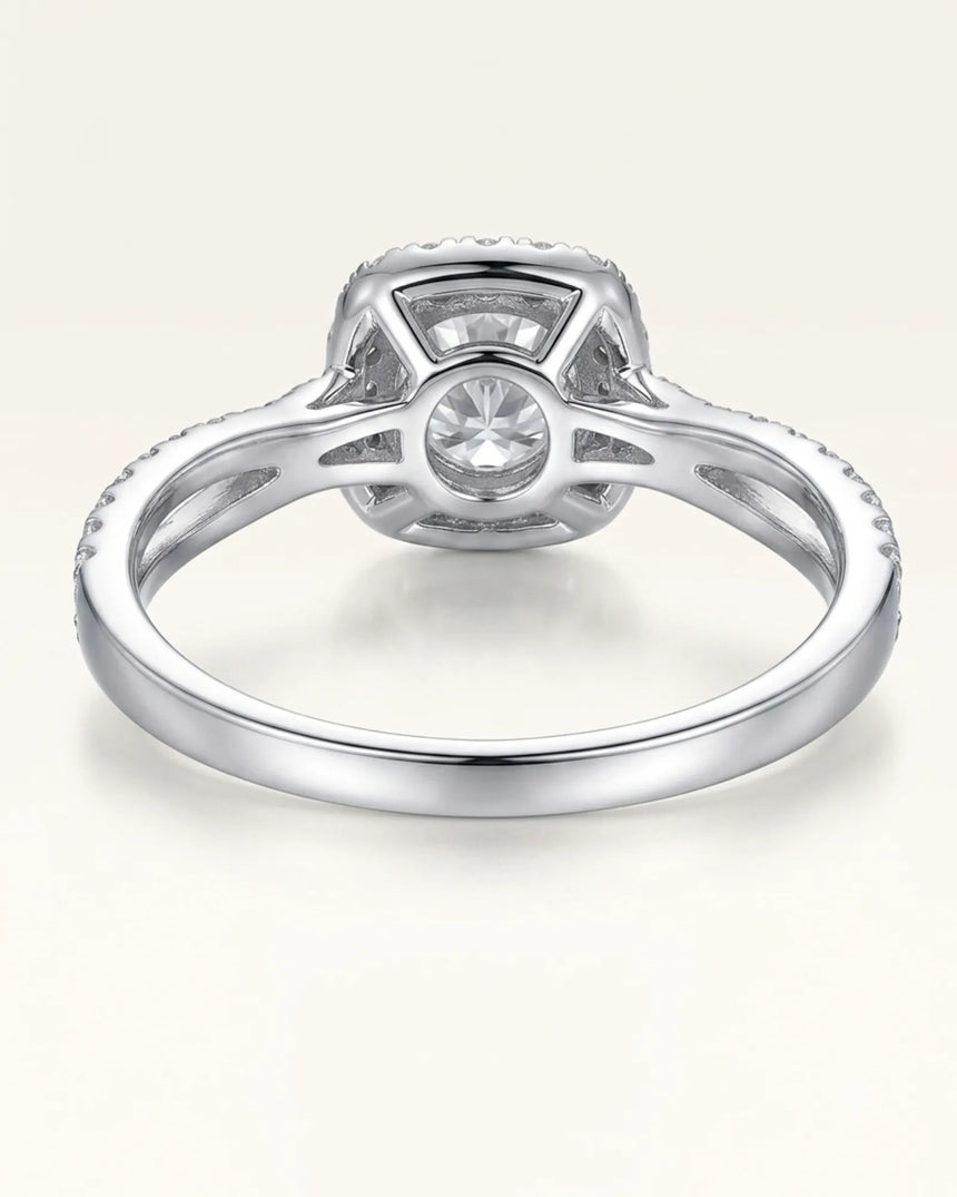 White gold split shank moissanite engagement ring for elegant proposal moments | SARATTI