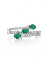 Wrap style emerald and diamond ring in Platinum | SARATTI