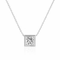 SOLARA Bezel-Set – Princess Cut Solitaire Necklace Setting
