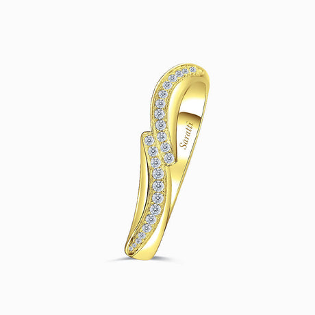 Yellow Gold Diamonds Eternity Band in Curvy Style | Saratti