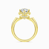 Yellow Gold Fleur de Lis Motif of the Dainty Diamond Ring | Saratti Diamonds